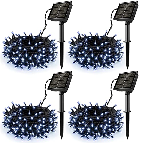 [4 Stück] Solar Lichterkette Aussen Weiß, 400 LED 48M Solar Christmas Lights Outdoor Waterproof, Solar Powered with 8 Modes solarlichterkette Wetterfest for Garten, Balkon, Terrasse, Porch, Tree von SINGCHUNGTE