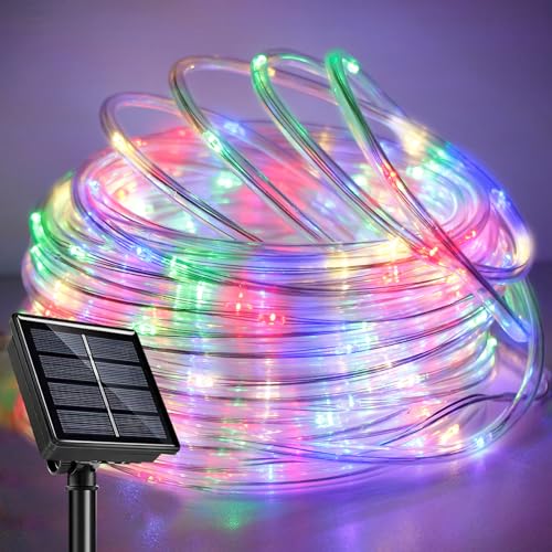 SINGCHUNGTE Solar Lichtschlauch Außen Bunt, 22M 200LED Wasserfest Lichtschlauch,Farbe 8 modi lichterschlauch für Garten,Trampolin,Schwimmbad von SINGCHUNGTE