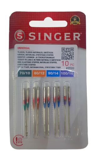 10 SINGER Nähmaschinennadeln Nr. 2020 ** 130/705H Stärke 70/09 bis 100/16 für Webware/Stück 0,43 € von Singer