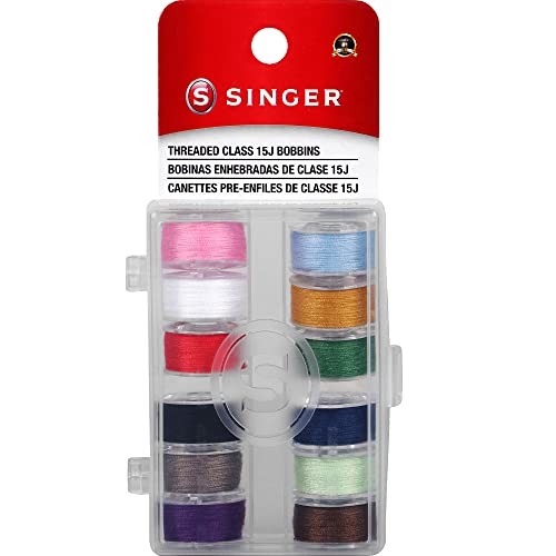 Singer Bobbins Transparente Kunststoff-Spulen, Klasse 15, mit Gewinde in Etui, 1, Stück, 12 von Singer