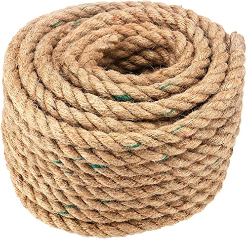 SINJEUN 14 mm dickes Juteseil, 20 m natürliches Manila-Seil, gedrehtes Jute-Seil, Hanfseil, Sisalseil für Handwerk, Gartenarbeit, DIY Kratzbaumseil, Heimdekoration von SINJEUN