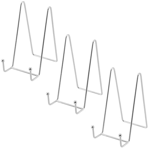 SINJEUN 3 Stück Staffelei Aufsteller Metall 15 cm, 6 Zoll Teller Ständer Halter Deko, Tellerständer Eisen Silber, Tellerhalter Ständer Metall, Teller Halterung für Bild Foto Teller Bücher Bilderrahmen von SINJEUN