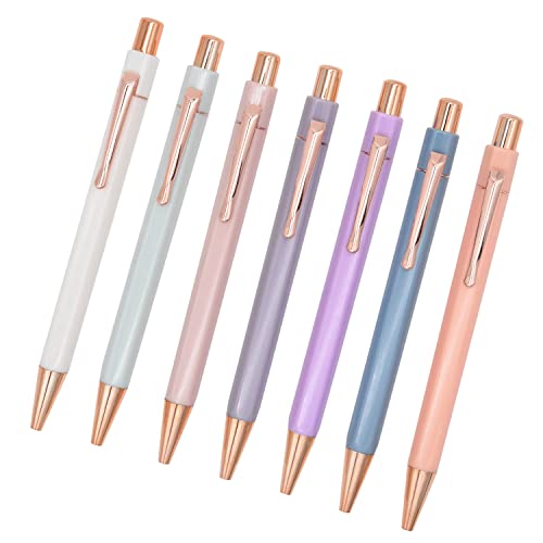 SIPLIV 7 Stück Kugelschreiber, metallisch, einziehbar, Klick-Stift, Glitzer, Kugelschreiber mit schwarzer Tinte, Bürobedarf, Geschenk-Stifte für Weihnachten, Hochzeit - Roségold Stil A von SIPLIV