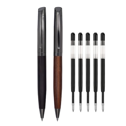 SIPLIV Holz-Kugelschreiber-Set, elegant, ausgefallene Schreibstifte, Holzstift, schwarze Tinte, Abschluss, Geschenk, Stift mit 4 extra Ersatzminen von SIPLIV