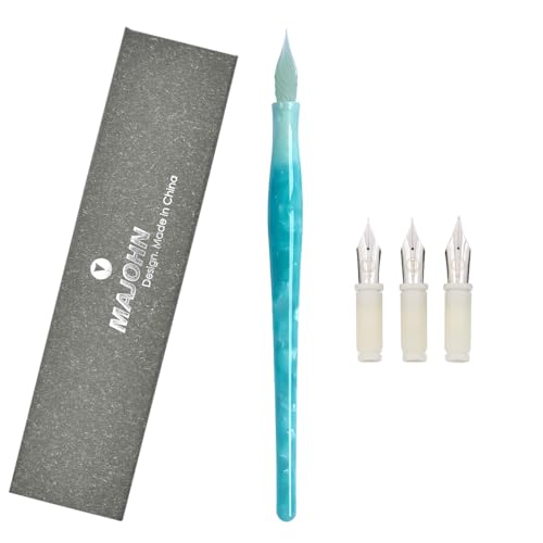 SIPLIV MAJOHN Multifunktionaler Doppelzweck Stift Glasfeder Dip Pen mit 3 Arten Ersatz Füllfederhalter Feder Harz Schreiben Unterschrift Malerei Stift - Grün von SIPLIV