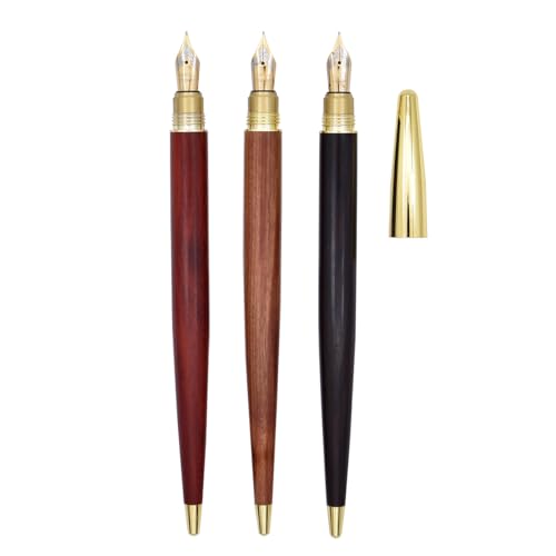 SIPLIV Redwood Füllfederhalter-Set, handgefertigt, Holzstift, feine Spitze, Business-Stift, elegant, ausgefallene Schreibstifte, Tintenroller-Set von SIPLIV