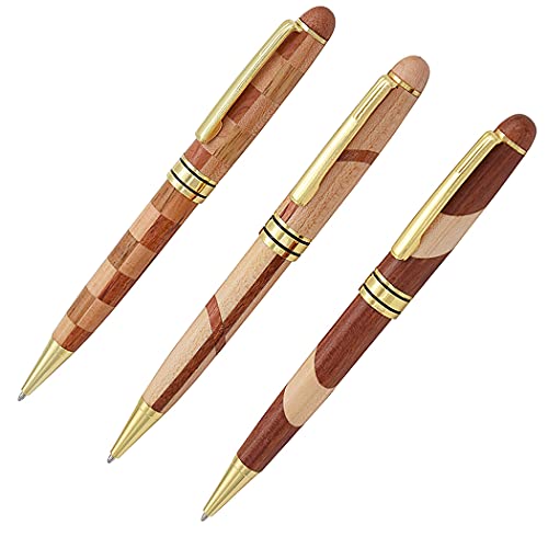 SIPLIV Set von 3 Holz-Kugelschreibern Handgefertigte Holz-Kugelschreiber Retro Collection Business Pen Fancy Nice Kugelschreiber Set von SIPLIV