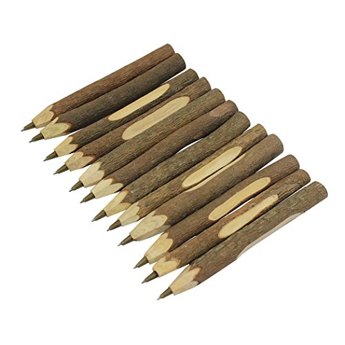 SIPLIV handgemachte hölzerne Kugelschreiber kreative ursprüngliche ökologische Holz Stift kurzen Stil (ca. 5 Zoll, 13 cm) - 12 Stück von SIPLIV