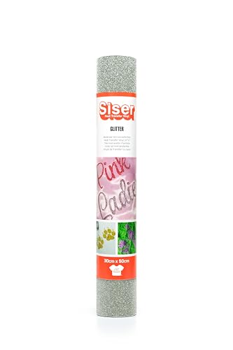 SISER 1FGLITT-AG-3050 Thermotransfer-Vinyl, Glitzer Silber, 50 x 30 cm von SISER