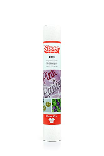 SISER 1FGLITT-BI-3050 Thermotransfer-Vinyl, Glitter White, 50 x 30 cm von SISER