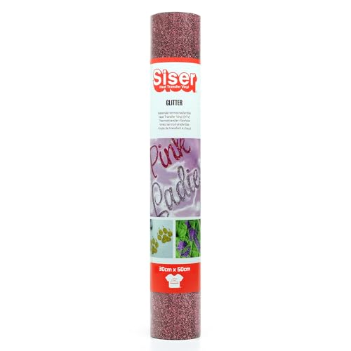 SISER 1FGLITT-BU-3050 Thermotransfer-Vinyl, Polyester, Glitter Burgundy, 50 x 30 cm von SISER