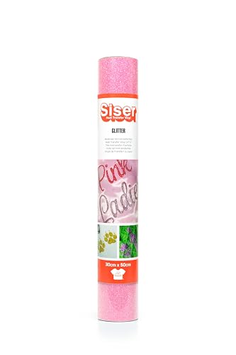 SISER 1FGLITT-FP-3050 Thermotransfer-Vinyl, Polyester, Glitzer Flamingo Pink, 50 x 30 cm von SISER