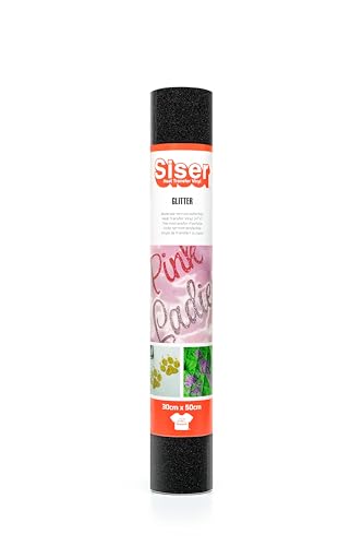 SISER 1FGLITT-GB-3050 Thermotransfer-Vinyl, Glitter Galaxy Black, 50 x 30 cm von SISER