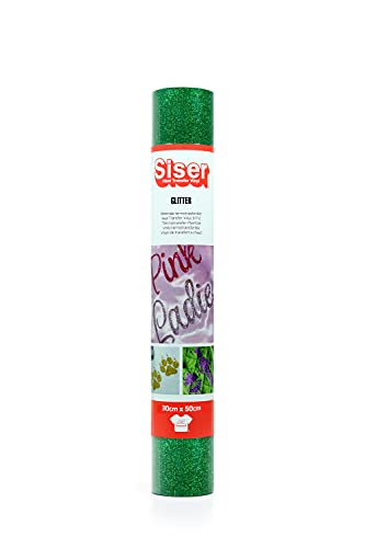 SISER 1FGLITT-GR-3050 Thermotransfer-Vinyl, Polyester, Glitter Grass, 50 x 30 cm von SISER