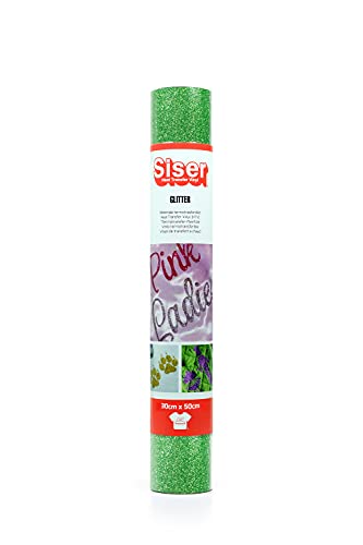 SISER 1FGLITT-LG-3050 Thermotransfer-Vinyl, Glitter Light Green, 50 x 30 cm von SISER