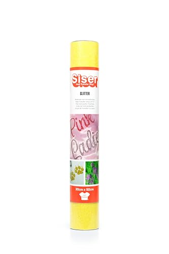 SISER 1FGLITT-LS-3050 Thermotransfer-Vinyl, Polyester, Glitter Lemon Sugar, 50 x 30 cm von SISER