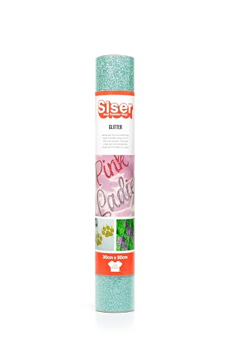 SISER 1FGLITT-MT-3050 Thermotransfer-Vinyl, Glitter Mint, 50 x 30 cm von SISER