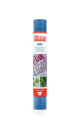 SISER 1FGLITT-OB-3050 Thermotransfer-Vinyl, Glitter Old Blue, 50 x 30 cm von SISER