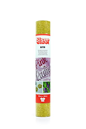 SISER 1FGLITT-OR-3050 Thermotransfer-Vinyl, Glitter Gold, 50 x 30 cm von SISER