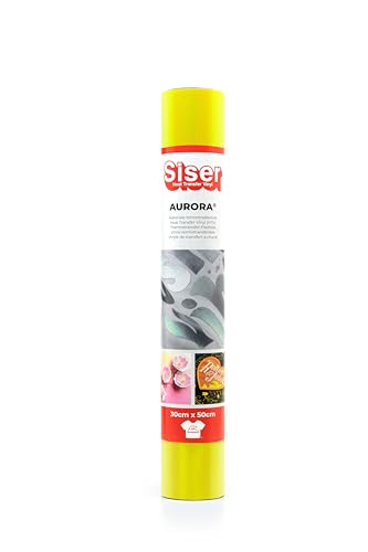 Siser Aurora - Thermovinyl Schillerndes Neon Gelb 30x50 cm, für Textiltransfers mit dem Schneideplotter|Schillerndes Finish. Applikation mit Transferpresse oder Bügeleisen Siser Aurora - Thermovinyl Schillerndes Neon Gelb 30x50 cm, für Textiltransfers mit dem Schneideplotter|Schillerndes Finish. Applikation mit Transferpresse oder Bügeleisen von SISER