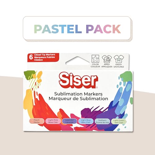 Siser Sublimationsstifte – Pastel Pack – Set mit 6 Filzstiften mit Rundspitze, fein und Keilspitze. Vielseitig einsetzbar und kompatibel mit den Plottern Siser Juliet und Romeo über den mitgelieferten von SISER