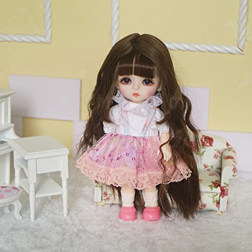 SISON BENNE 1/8 BJD Puppe 16cm 6,3 Zoll Gelenkkörper Mädchen Gesichts Make-up + Augen + Perücken + Kleidung, komplettes Set Outfits (11#) von SISON BENNE