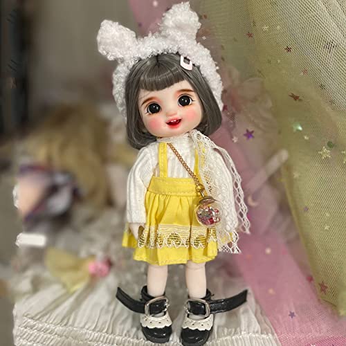 SISON BENNE 1/8 BJD Puppe 16cm 6,3 Zoll Gelenkkörper Mädchen Gesichts Make-up + Augen + Perücken + Kleidung, komplettes Set Outfits (13#) von SISON BENNE