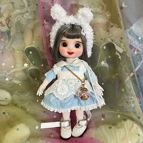 SISON BENNE 1/8 BJD Puppe 16cm 6,3 Zoll Gelenkkörper Mädchen Gesichts Make-up + Augen + Perücken + Kleidung, komplettes Set Outfits (24#) von SISON BENNE