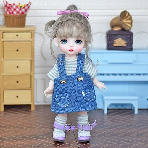 SISON BENNE 16cm BJD Puppe 1/8 1/12 Mini SD Puppen Ball Jointed Puppe DIY Spielzeug mit vollem Satz Kleidung Schuhe Perücke Make-up, Mädchen (27#) von SISON BENNE