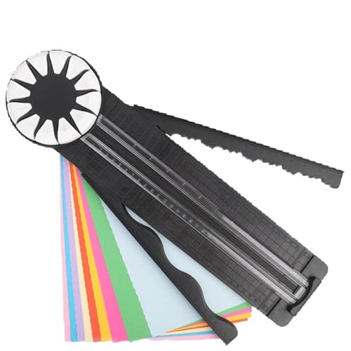 Papier Crimper,12-in-1-Papierschneider,Kantenschneider Für Papierarbeiten, Paper Cutter,Manual 12-in-1 Cardboard Trimmer,Schneidemaschine Für Papier, Für Fotokarten, Scrapbooking (Schwarz) von SIUVEY