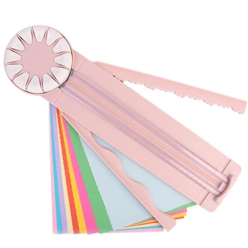 Papier Crimper,12-in-1-Papierschneider,Kantenschneider Für Papierarbeiten, Paper Cutter,Manual 12-in-1 Cardboard Trimmer,Schneidemaschine Für Papier, Für Fotokarten, Scrapbooking (Rosa) von SIUVEY