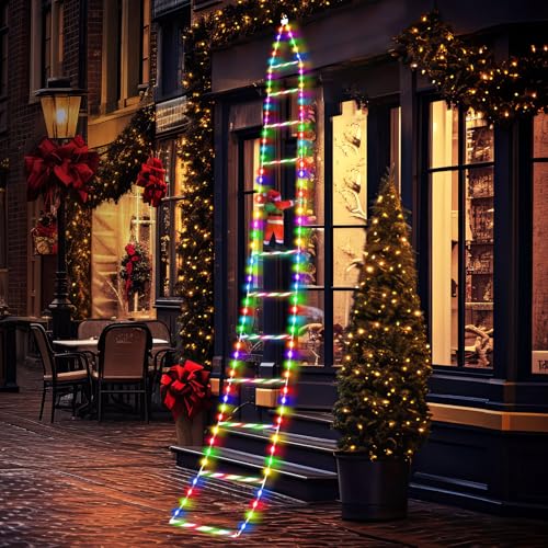 240 LED Weihnachtsmann Leiter Märchenlichter 3M LED Weihnachtslichterkette mit Speicher-Timer-Funktion, 8 Modi, Weihnachtsdekoration für drinnen und draußen, Fenster, Balkon, Garten (RGB) von SIVQIKE