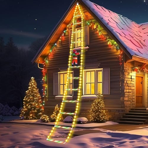 240 LED Weihnachtsmann Leiter Märchenlichter 3M LED Weihnachtslichterkette mit Speicher-Timer-Funktion, 8 Modi, Weihnachtsdekoration für drinnen und draußen, Fenster, Balkon, Garten (warmweiß) von SIVQIKE