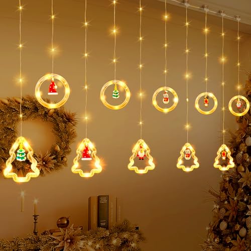 SIVQIKE 100LEDWeihnachtsvorhanglichter, dekorative Lichter, Wunschlichter in Ringform, warmweiße Lichter von SIVQIKE