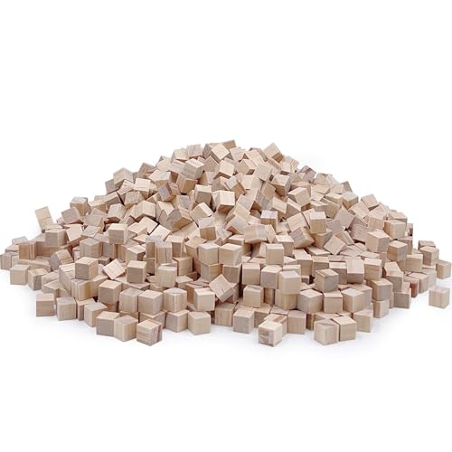 Holzblöcke zum Basteln, unlackierte Holzwürfel, 1 cm, natürliche Kiefer, kleine quadratische Holzblöcke, Holzwürfel für Kunst und Handwerk und DIY-Projekte, 500 Stück von SIWUCHYE