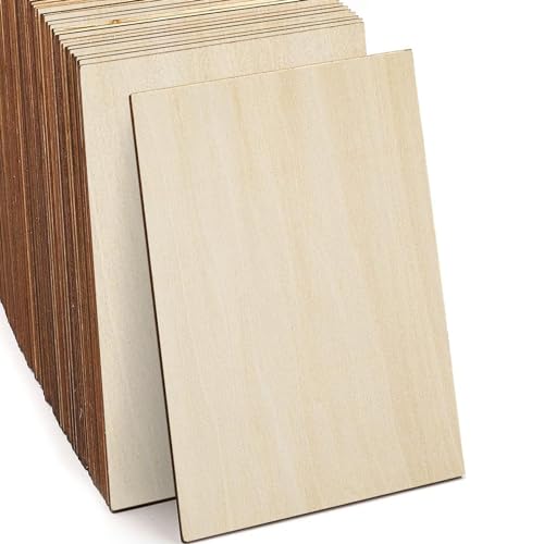 Lindenholzplatten, 30 Stück, unlackiertes Holz, rechteckig, dünne Sperrholzplatten für Handwerk, Holzverbrennung und CNC-Schneiden, Holz-DIY-Ornamente von SIWUCHYE