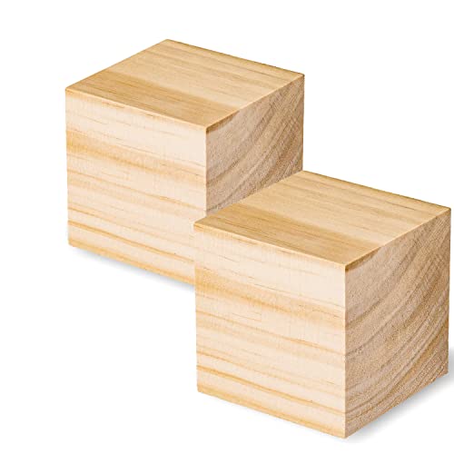 Unlackierte Holz-Bastelwürfel, 7,6 cm natürliche Holzblöcke, 2 Stück Holzquadrat Blöcke, Holzwürfel für Kunst und Handwerk und DIY-Projekte von SIWUCHYE