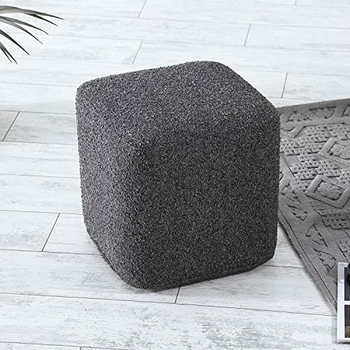 SIX Design Pouf Polsterhocker Sitzhocker Fußhocker eckig 42x40x40 Webstoff Anthrazit von SIX