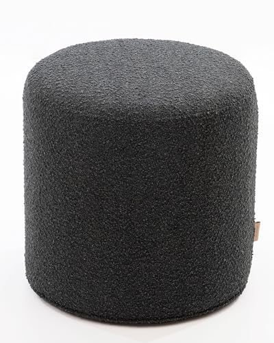 SIX Design Pouf Polsterhocker Sitzhocker Fußhocker rund 42x40 Webstoff Anthrazit von SIX