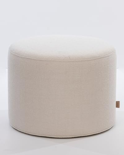 SIX Design Pouf Polsterhocker Sitzhocker Fußhocker rund 42x53 Webstoff Weiß von SIX