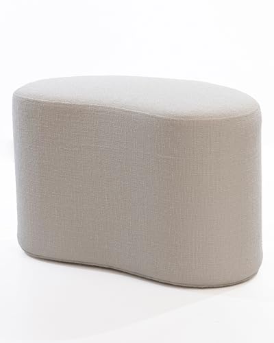 SIX Polsterhocker 66x35x42 cm Webstoff bis zu 180kg Belastbar Holzgestell Komfort Qualitäts-Schaumstoff Polsterung Sitzhocker Fußhocker Pouf Weiss von SIX