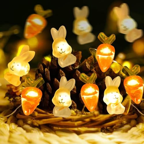 SIXIUDIA lichterkette ostern 20er LED Micro Oster Lichterkette warmweiß osterhase lichterkette Osterdeko Innen Tischdeko Ostern von SIXIUDIA