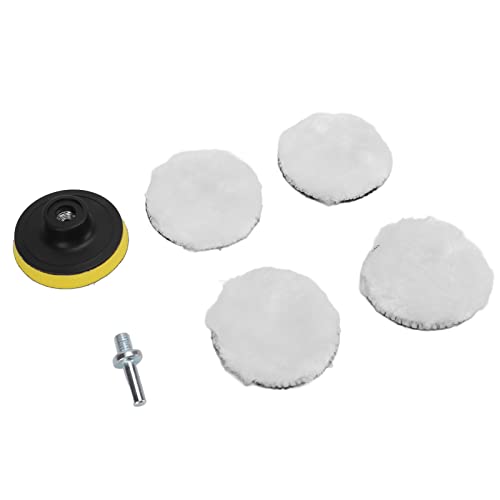 4-teiliges Woll-Polierpad-Set, 3-Zoll-Pads mit 5/8-Zoll-11-Adapter, für Auto-Poliermaschine von SIXRUN