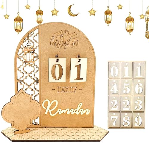 Ramadan Kalender Aus Holz,Diy Ramadan Aus Holz Countdown-Kalender,Ramadan Dekorationen Countdown-Kalender,Countdown Ramadan Kalender,Geeignet Home Party Dekoration Craft Ornament. von SIXSSSM