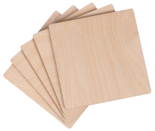 CREATIVE WOOD SET 5 Holz Leinwand zum Bemalen 10 x 10 cm 5er Pack | Sperrholzplatte | Set von Holz-Malgründe | 40 mm Dicke | Holzverbrennung mit Lötkolben | Malunterlagen für Brandmalerei, Dekoration von SIXTOL