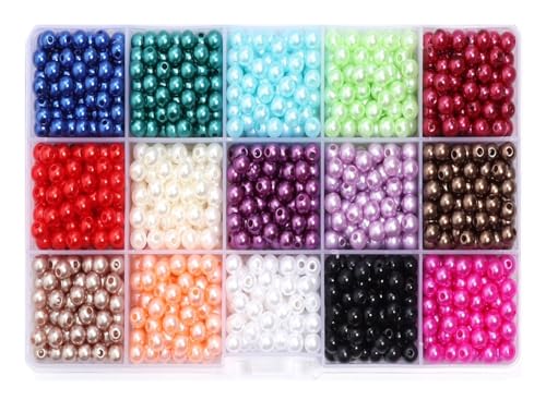 Kit zur Schmuckherstellung 6/8/10mm 15 Grid Box Mehrfarbige Perle Perlen Set Lose Spacer Perlen for Schmuck Handgemachte DIY Armband Halskette Kits schmuckherstellung Set(10mmx 300pcs) von SIXUOO