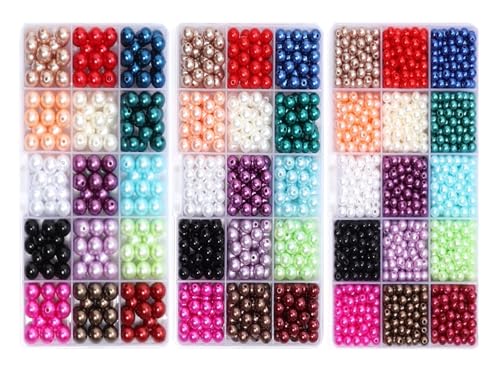 Kit zur Schmuckherstellung 6/8/10mm 15 Grid Box Mehrfarbige Perle Perlen Set Lose Spacer Perlen for Schmuck Handgemachte DIY Armband Halskette Kits schmuckherstellung Set(6mmx1500pcs) von SIXUOO