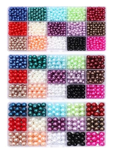 Kit zur Schmuckherstellung 6/8/10mm 15 Grid Box Mehrfarbige Perle Perlen Set Lose Spacer Perlen for Schmuck Handgemachte DIY Armband Halskette Kits schmuckherstellung Set(8mmx 600pcs) von SIXUOO