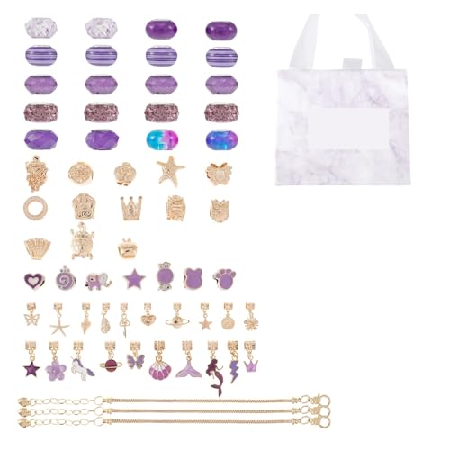 Kit zur Schmuckherstellung 63-teiliges Charm-Kristall-Armband-Herstellungs-Set, DIY-Perlen-Halsketten-Herstellungs-Set, Kunsthandwerk, Schmuckherstellung, Zubehör schmuckherstellung set(Purple) von SIXUOO