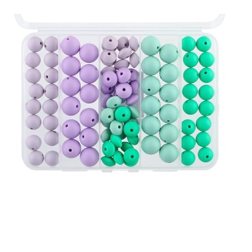 Kit zur Schmuckherstellung 96 Teile/schachtel 12/15MM Runde Silikon Perlen Linsen Perlen Spacer Perlen for Schmuck Machen DIY Armband Schlüsselbund Schmuck zubehör schmuckherstellung Set(Color13) von SIXUOO